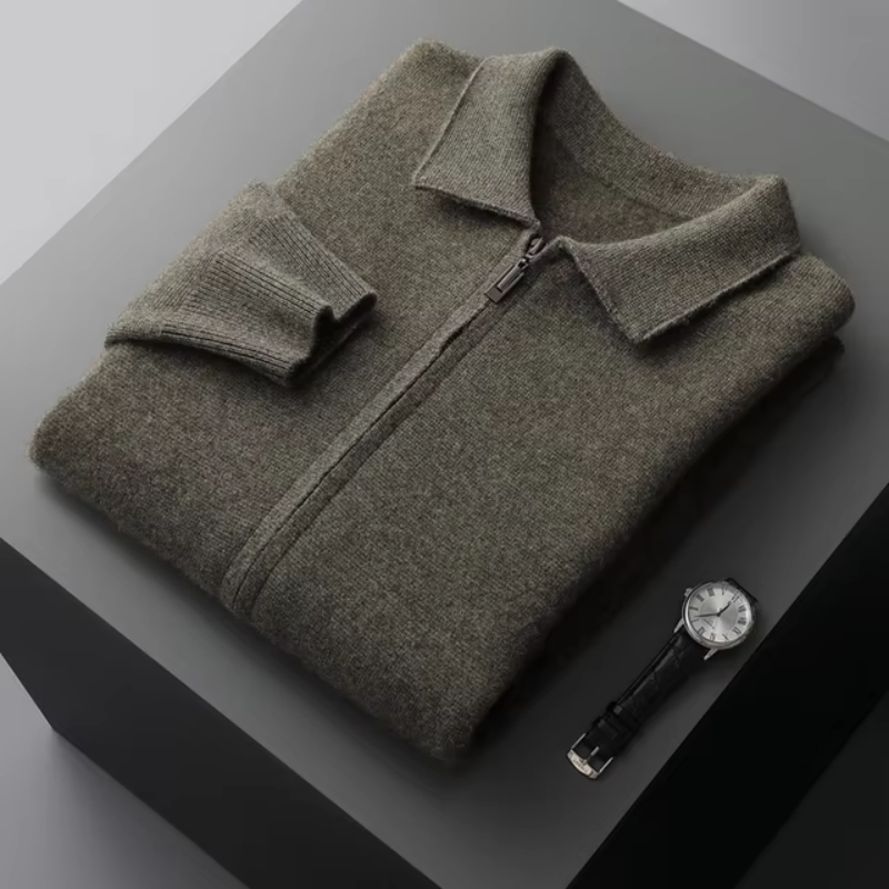Ethan | Elegante Strickjacke mit Durchgehendem Reißverschluss