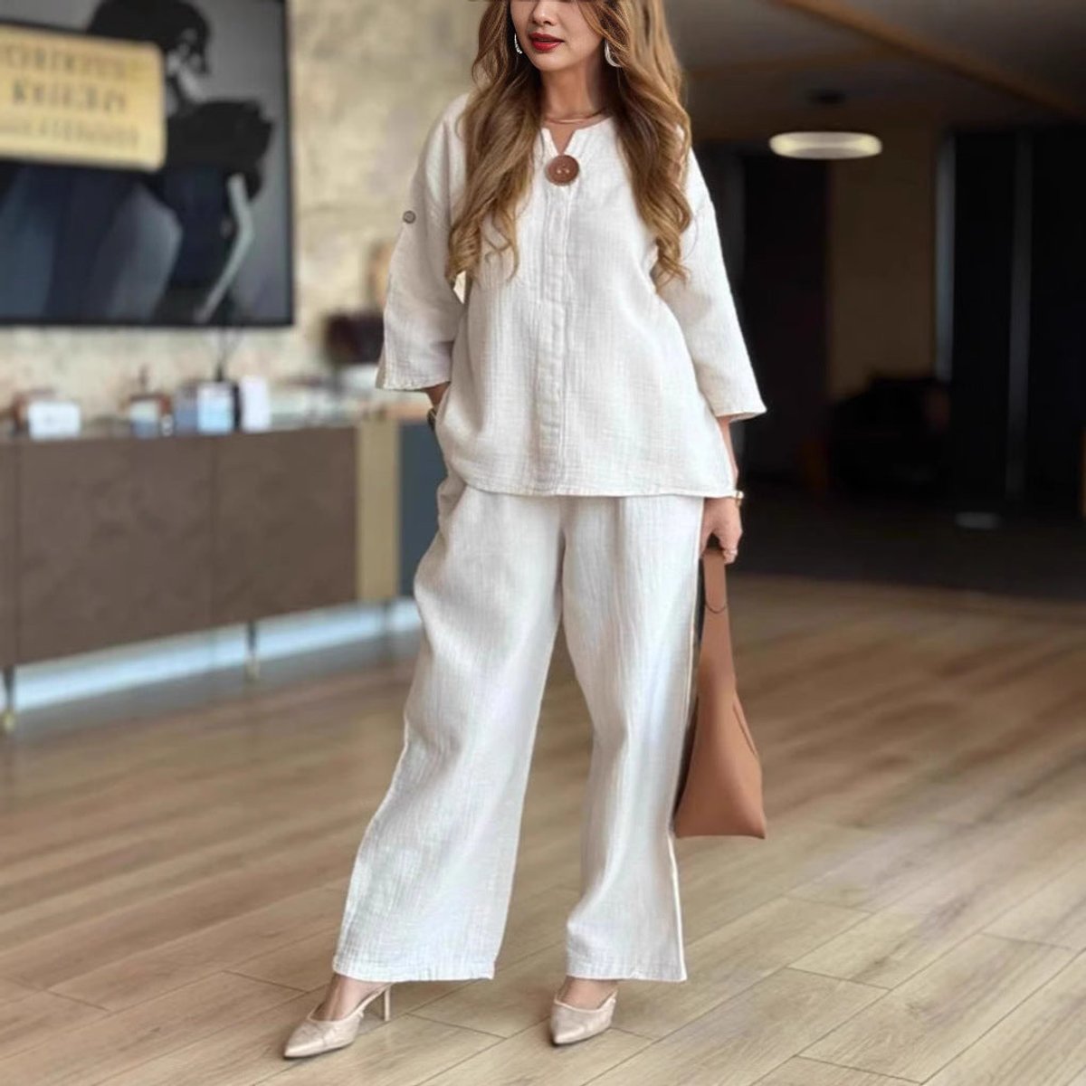 Laura | Damen Tunika und Wide Leg Hosen Set