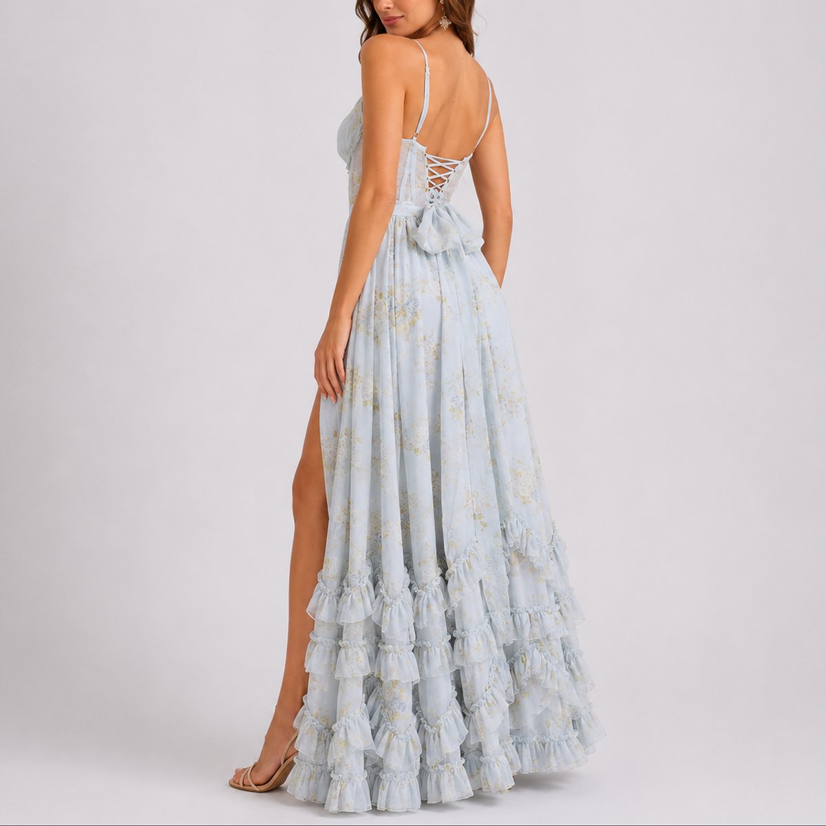 Sandra | Elegantes und Stilvoll florales Herbsthochzeits Maxikleid