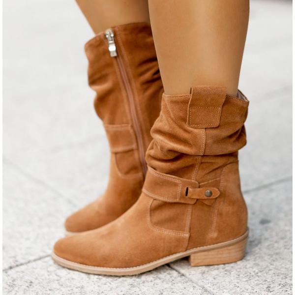 Juliane | Lässige Slouch Stiefeletten mit niedrigem Blockabsatz
