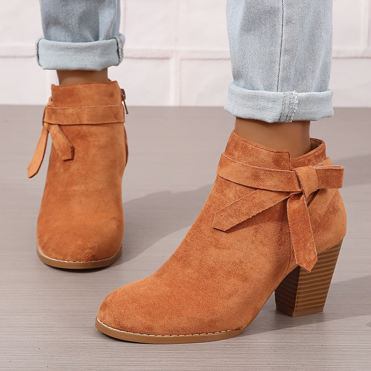 Valerie | Feminine Stiefeletten mit Blockabsatz und Schleifendetail