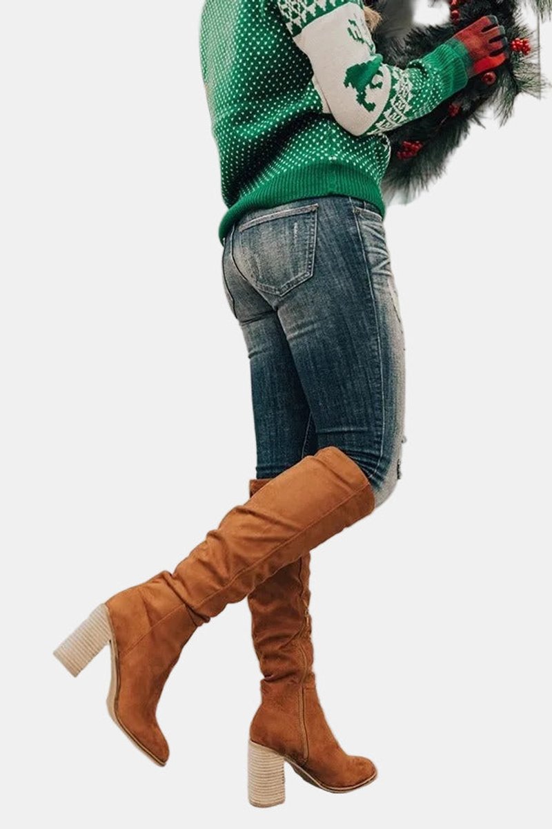 Sara | Elegante Kniehohe Stiefel mit Blockabsatz