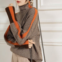 Emily | Markanter Oversized Rollkragenpullover Mit Hahnentrittmuster