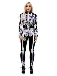 Clara | Auffälliges und elegantes Halloween-Skelettkostüm mit Blumenprint