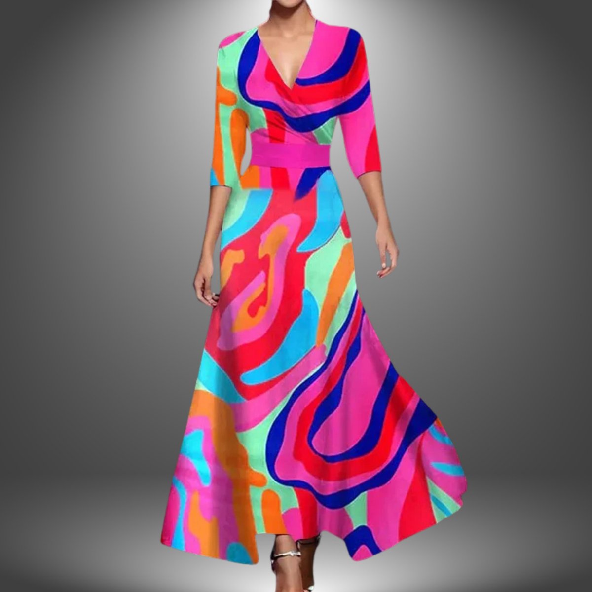 Julia | Elegantes und auffälliges Langarm Maxikleid