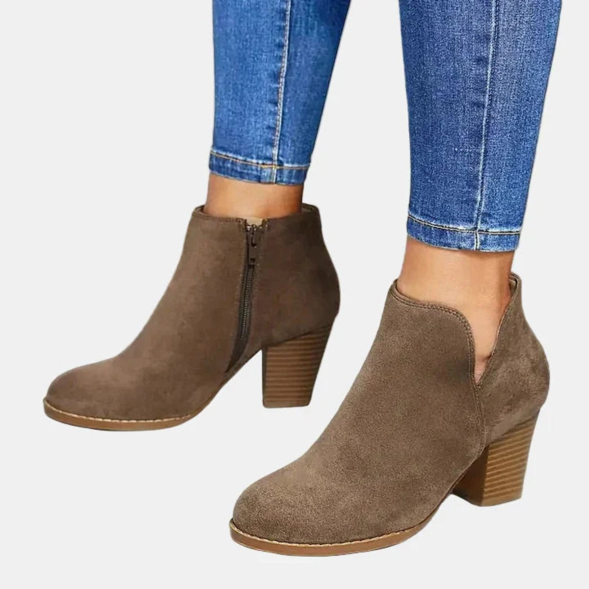 Seraphina | Elegante Veloursleder Stiefeletten mit Blockabsatz