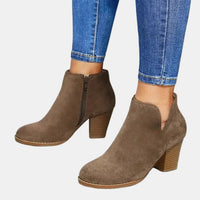 Seraphina | Elegante Veloursleder Stiefeletten mit Blockabsatz