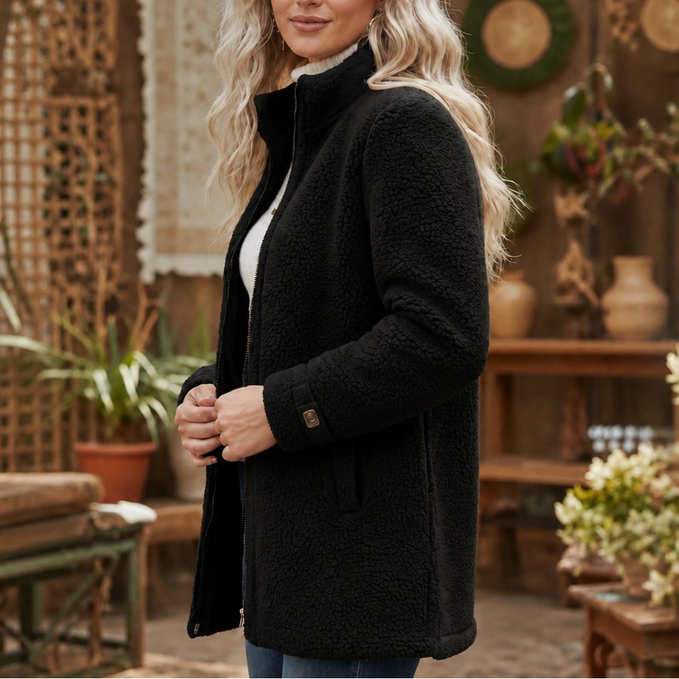 Velmora | Zip-Up Jacket – Plush Fleece-Look with High Collar