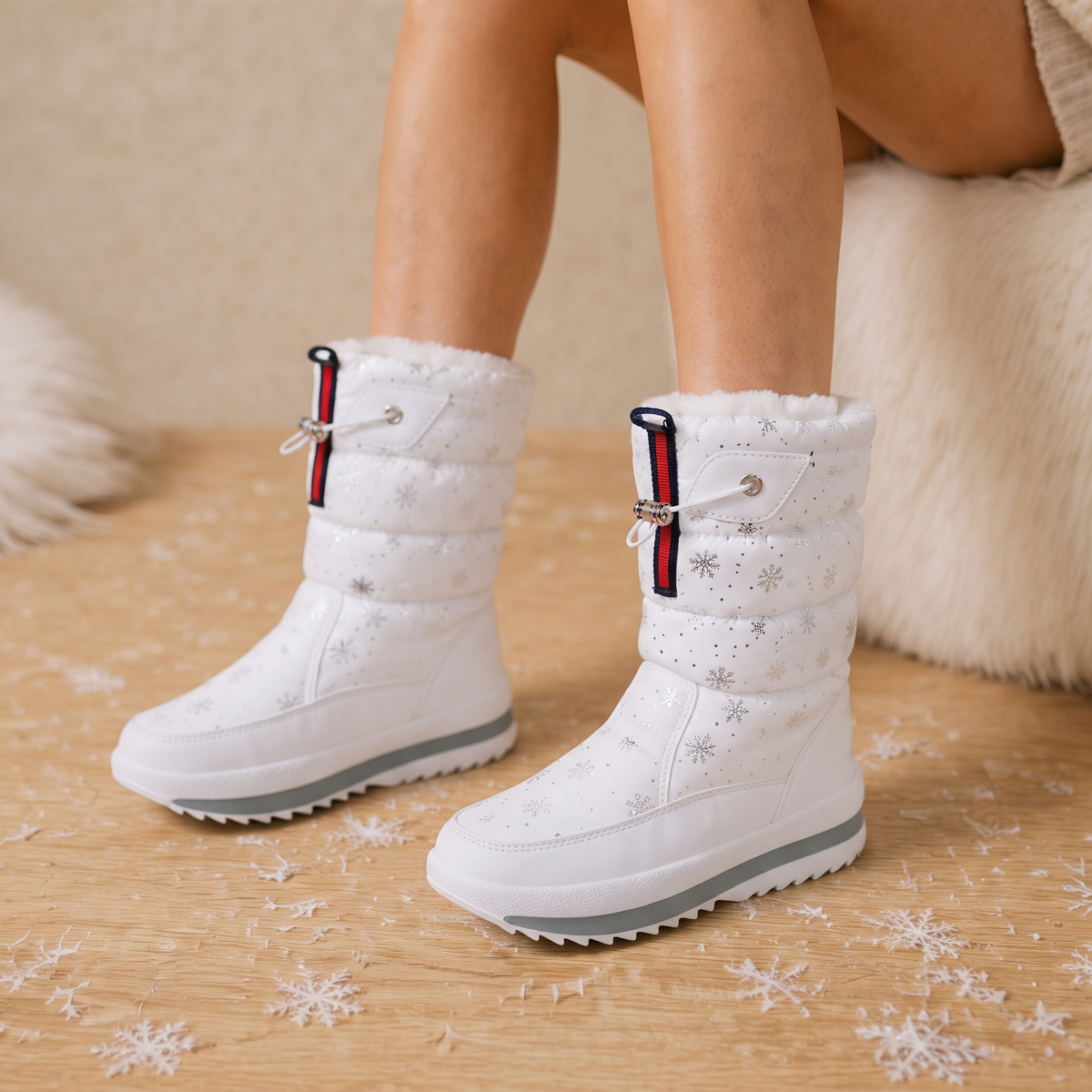 Frostelle | Winter Boots mit Schneekristall-Print
