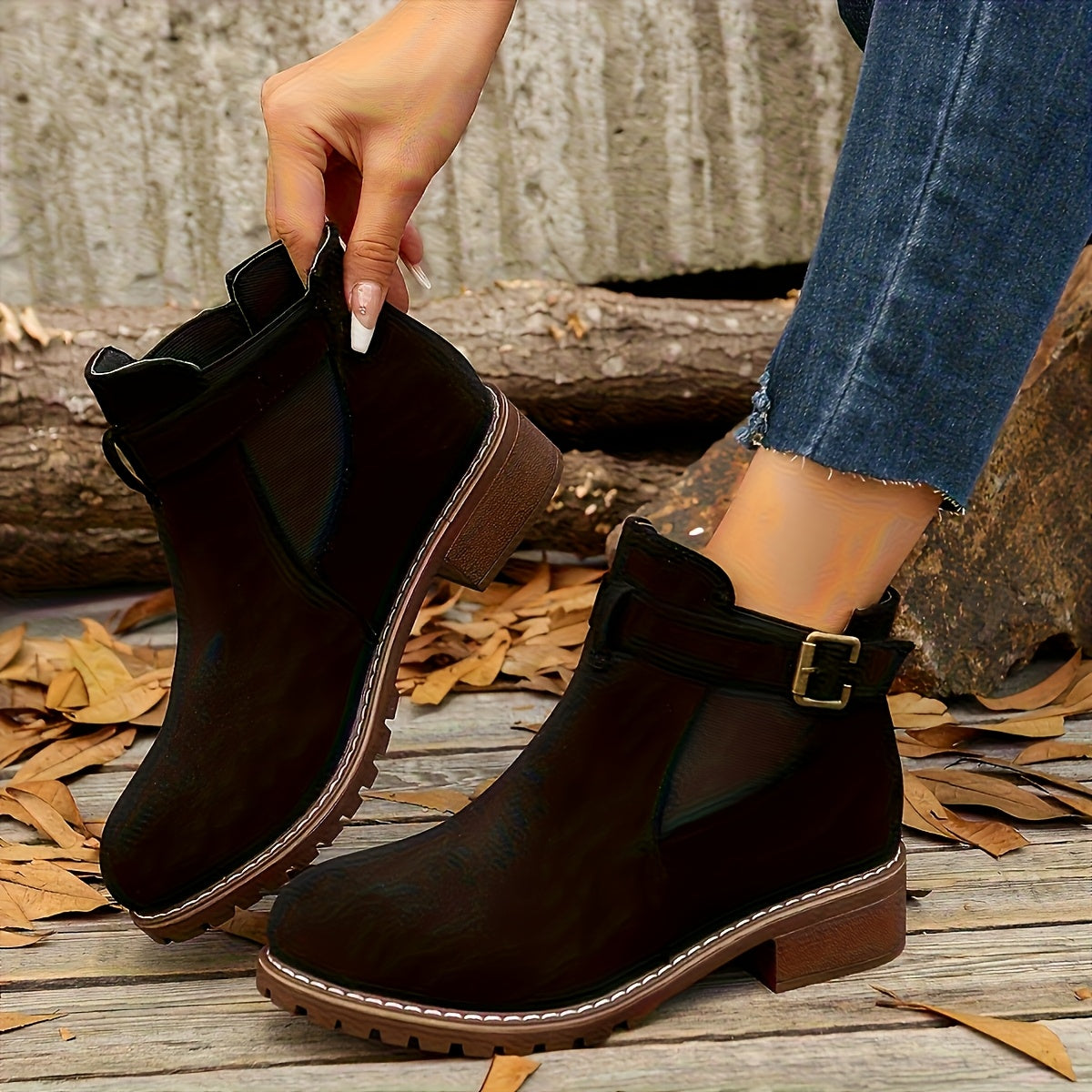 Helena | Stilvolle Stiefeletten mit Blockabsatz und Schnallendetail