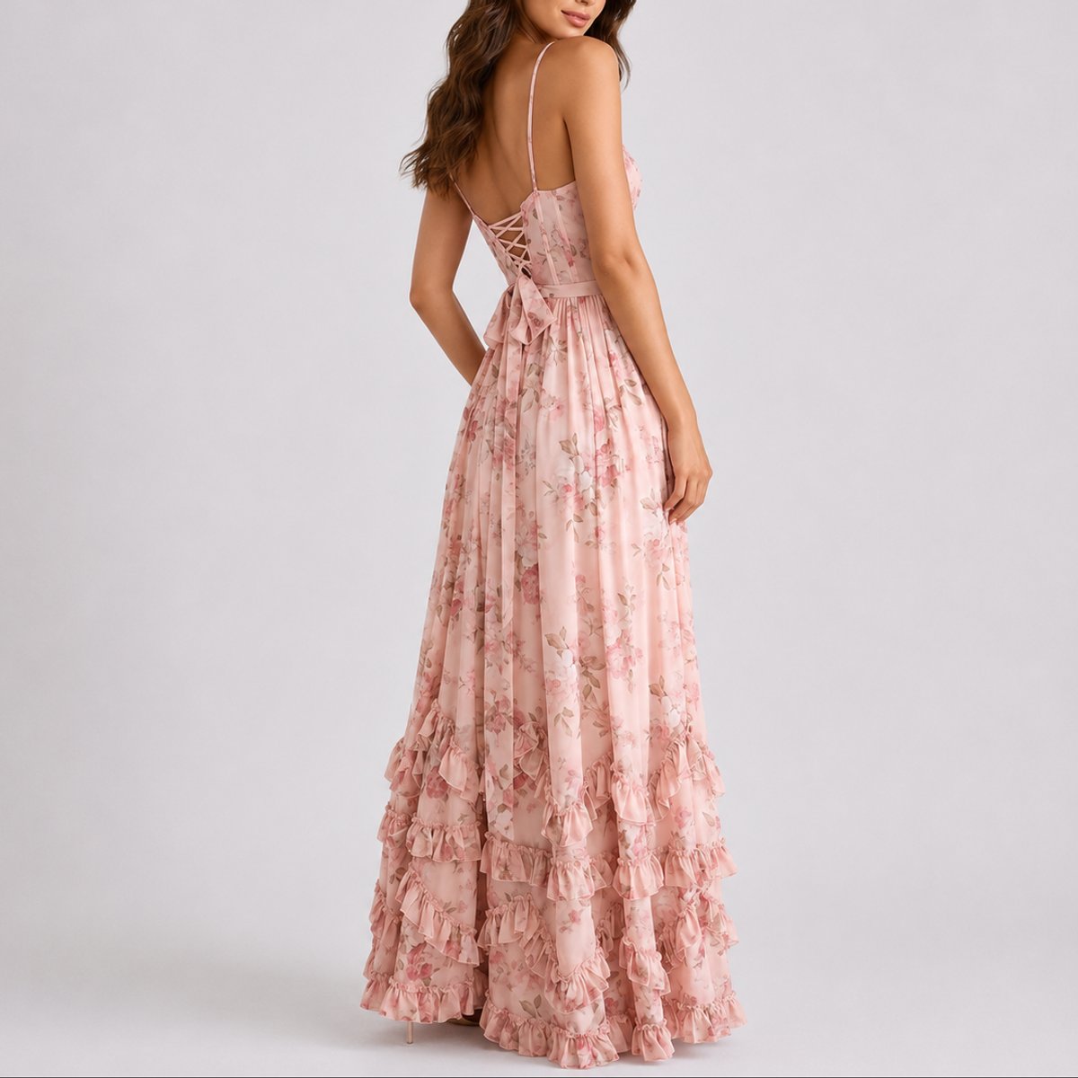 Sandra | Elegantes und Stilvoll florales Herbsthochzeits Maxikleid