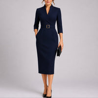 Camille | Elegantes und figurbetontes Herbsthochzeits Midikleid