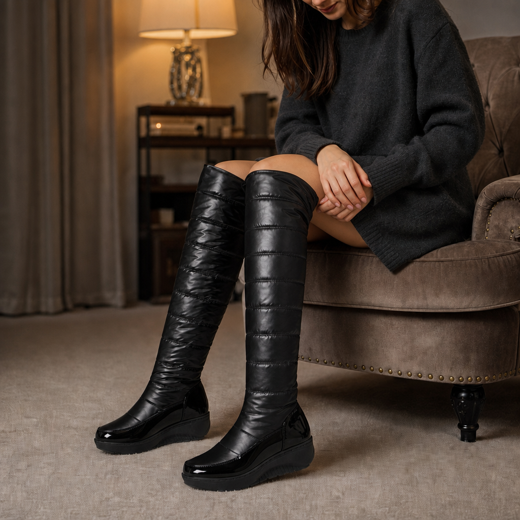 Wearbella | Plush-Lined Over-The-Knee Schnee Boots für warme Beine