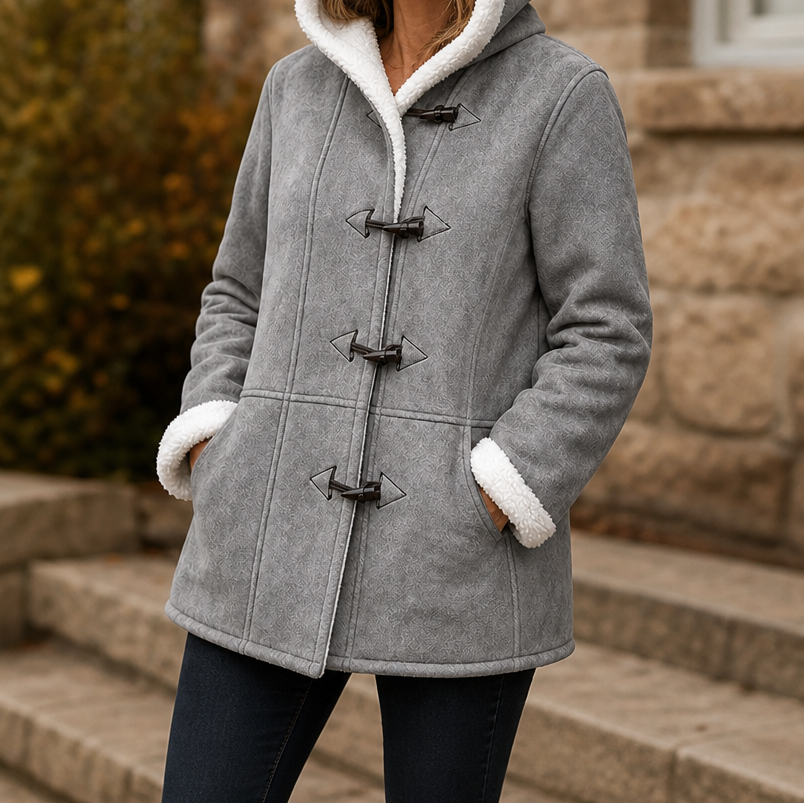 Plushbelle | Faux Shearling Hooded Winter Coat – Warm und Elegant