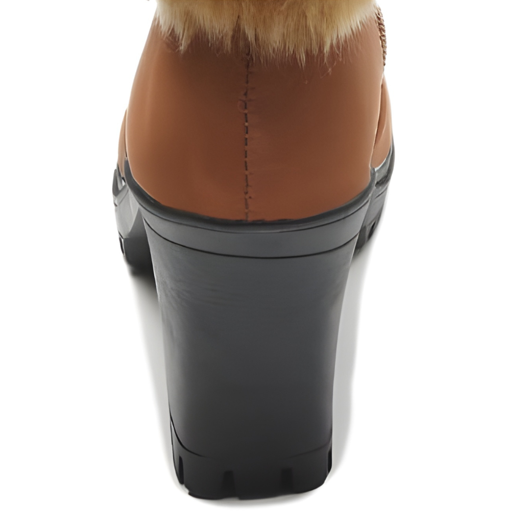 Velurea | Winter Boots – Elegante Kunstpelz Blockabsätze für Frauen
