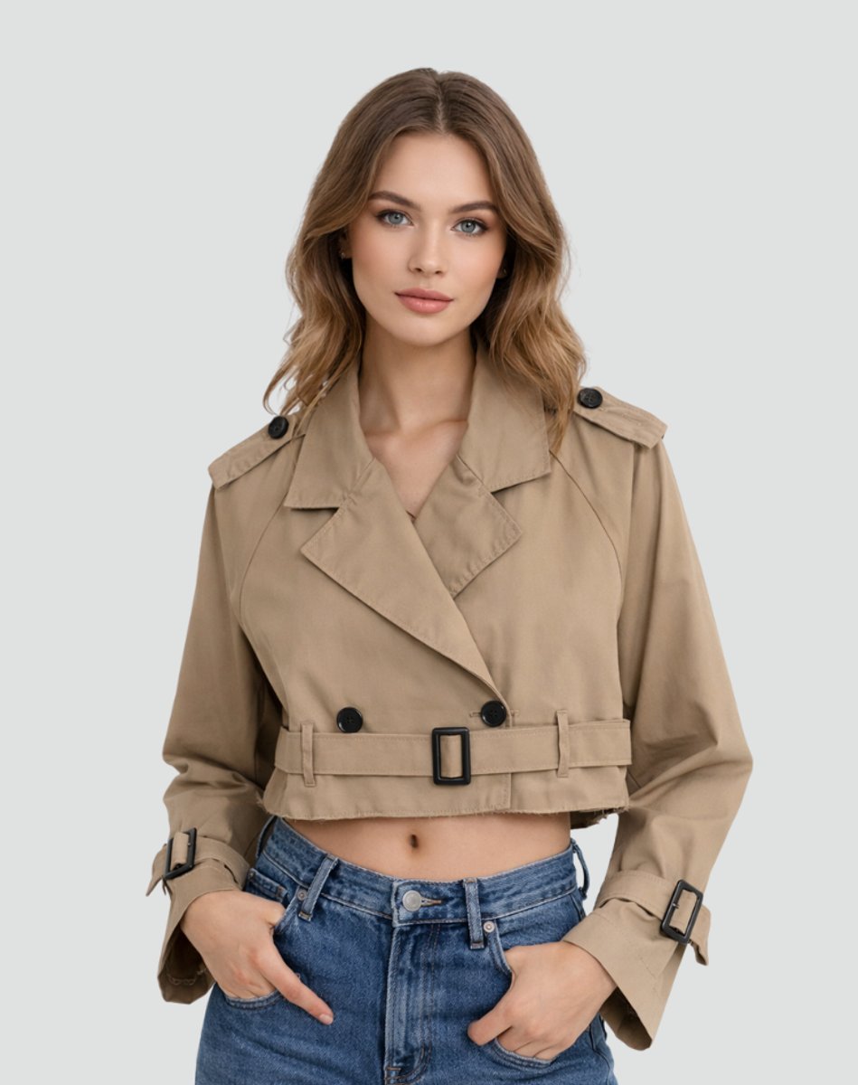 Vanessa | Kurzer und taillierter Damen Trenchcoat
