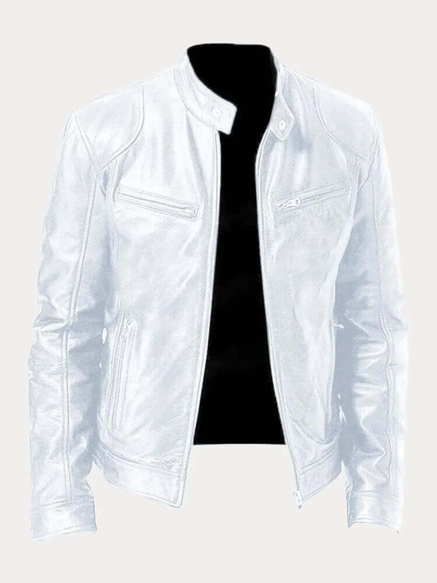 Maverick | Men's Classic Biker Jacket – Real Leather with Stand Collar