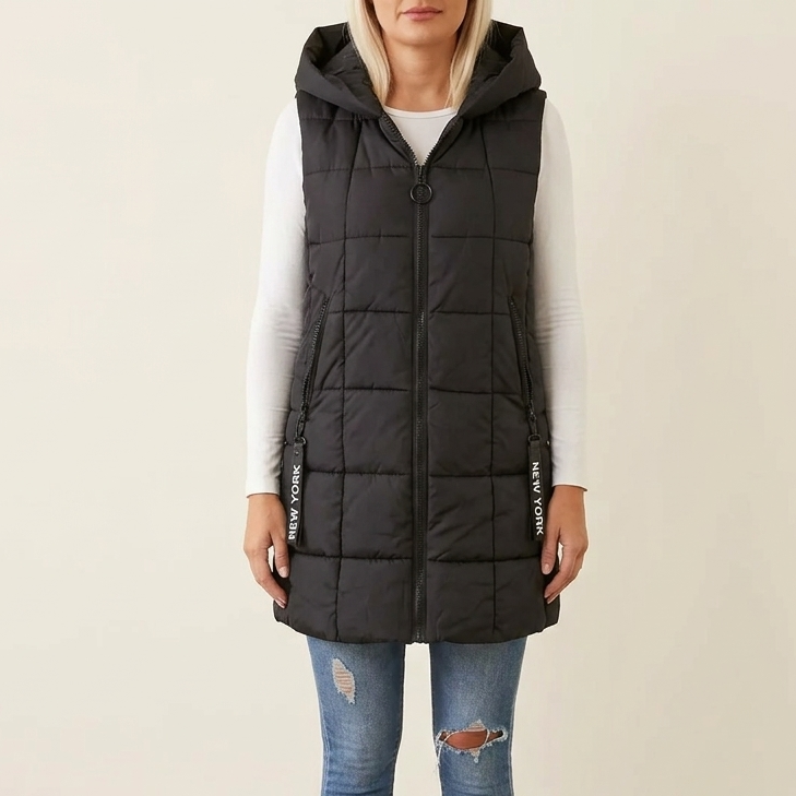 Covara | Long Quilted Puffer Vest - Met Capuchon voor Vrouwen
