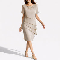 Jennifer | Verspieltes Herbsthochzeits-Midikleid mit Stufen Chiffon
