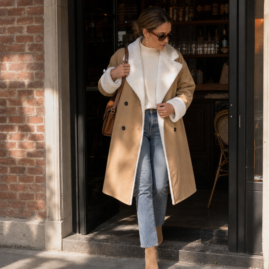 Mayfield | Woolen Coat mit Plüschbesatz für Damen