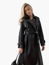 Emma | Schicker und luxuriöser Kunstleder Trenchcoat