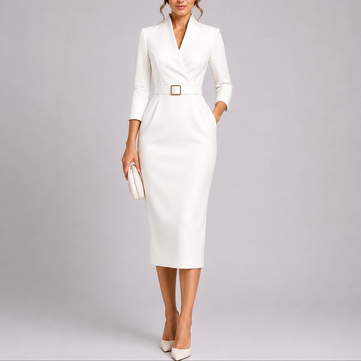Camille | Elegantes und figurbetontes Herbsthochzeits Midikleid