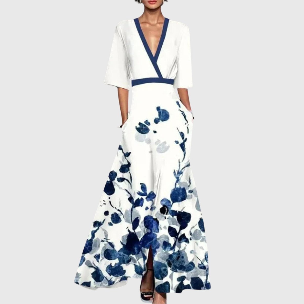 Hannah | Elegantes und auffälliges Langarm Maxikleid