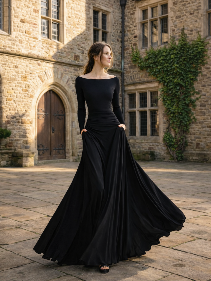 Maris | Maxi Dress – Elegante Lange Ärmel für Frauen