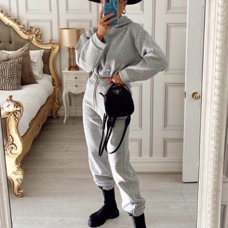 Drune | Zweiteilige Trainingsanzug Sets – Eleganter Crop-Style für Frauen