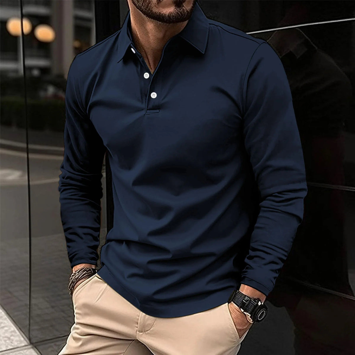 Luca | Polo-Shirt mit langen Ärmeln für Männer