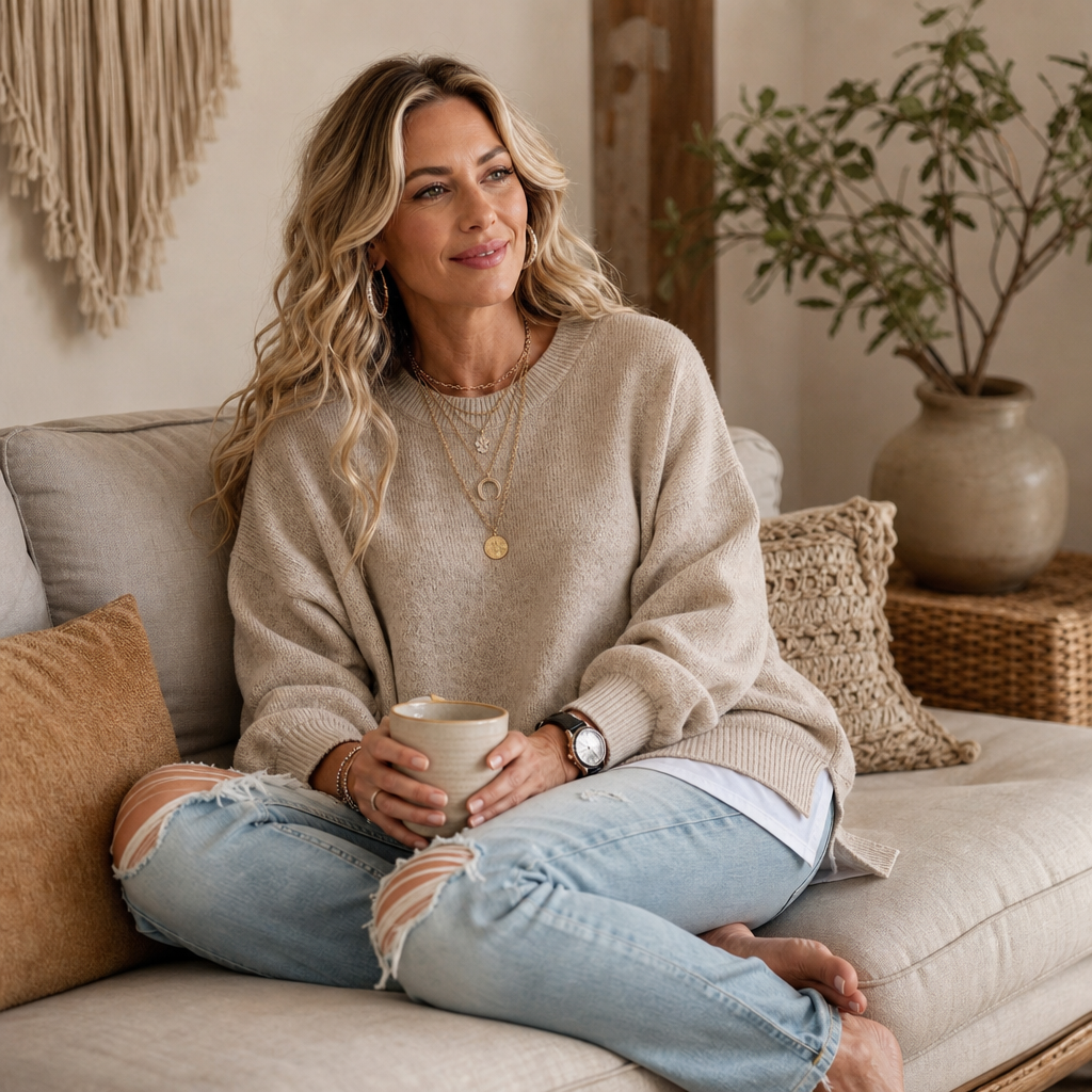 Wearbella | Chunky Knit Sweater – Drop-Shoulder Lantern Sleeve