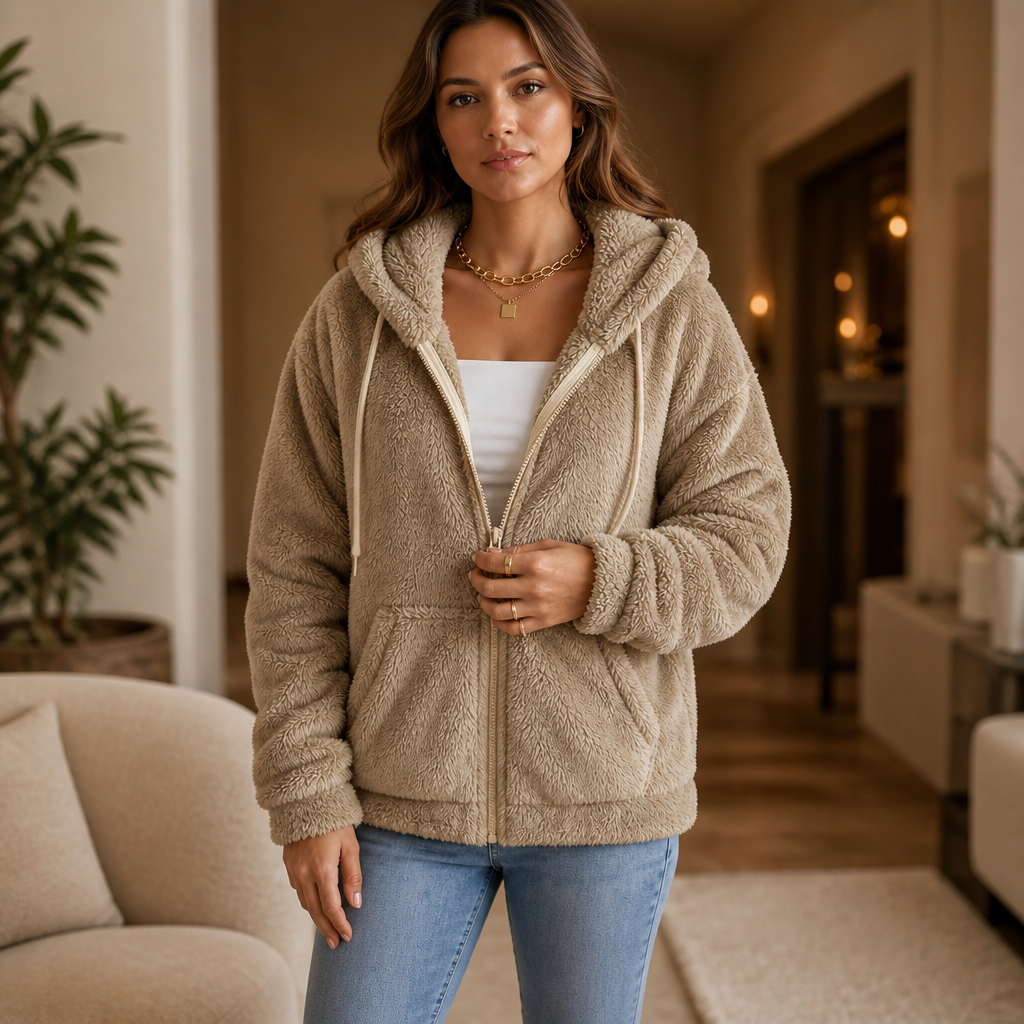 Cloudhug | Hooded Plush Zip-Up Jacket – Kuscheliger Stil für Frauen
