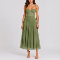 Julia | Romantisches Herbsthochzeits-Midi-Kleid mit plissiertem Tüll