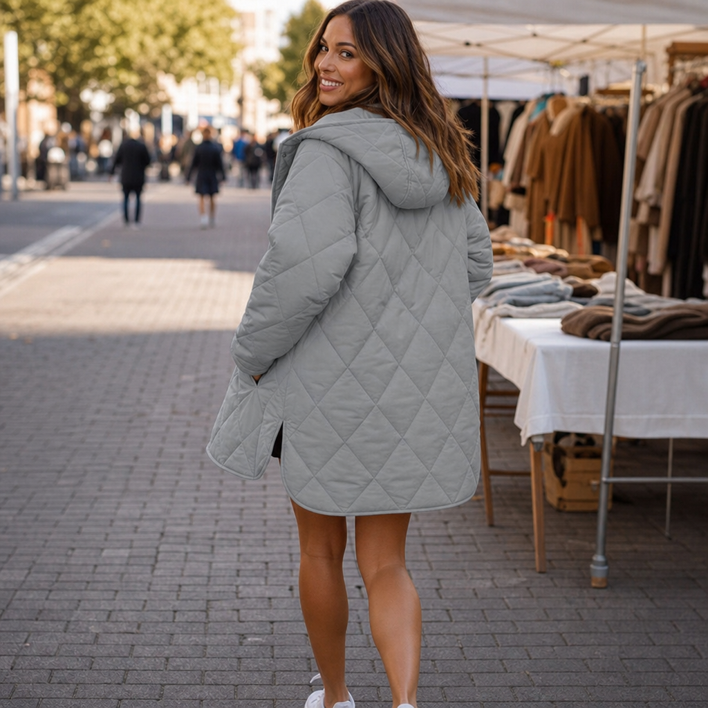 Wearbella | Diamond Quilted Hooded Puffer Jacket – Warm en Tijdloos
