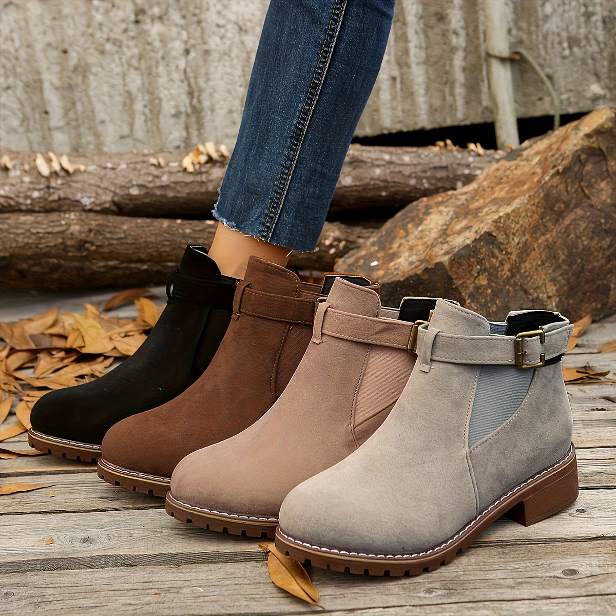 Valerie | Weicher Schnallenriemen Chelsea Stiefeletten