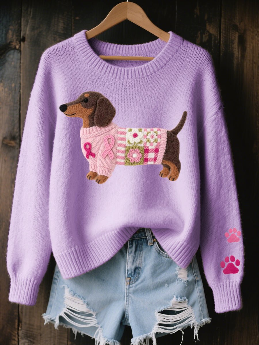 Doreen | Charmanter Dackel Patchwork Strickpullover