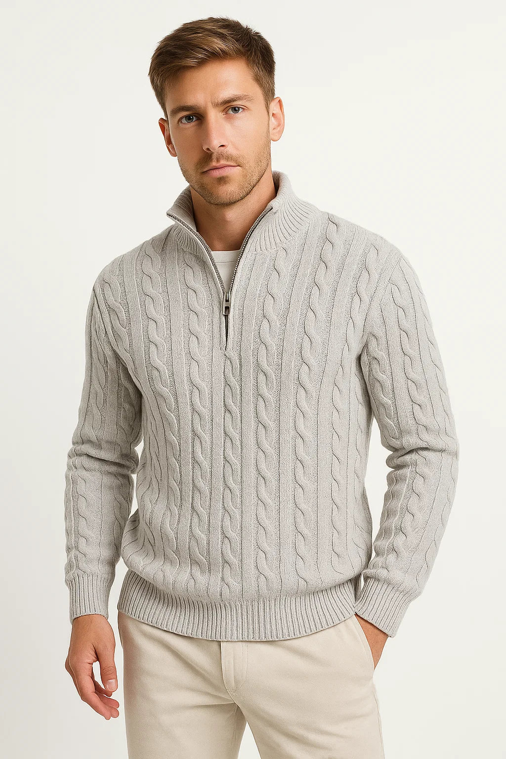 Felix | Klassischer und bequemer Herren Zopfmuster Strickpullover