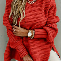 Laura | Eleganter und Bequemer High-Low Strickpullover mit Stehkragen