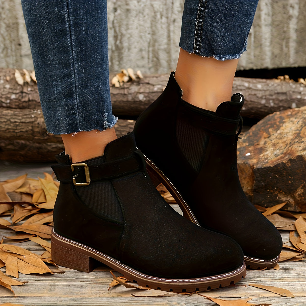Valerie | Weicher Schnallenriemen Chelsea Stiefeletten
