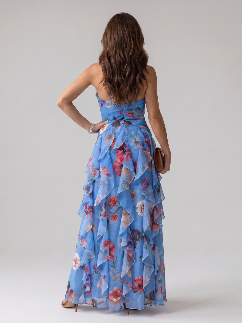 Nori | Floral Maxi Dress mit Rüschen-Bustier