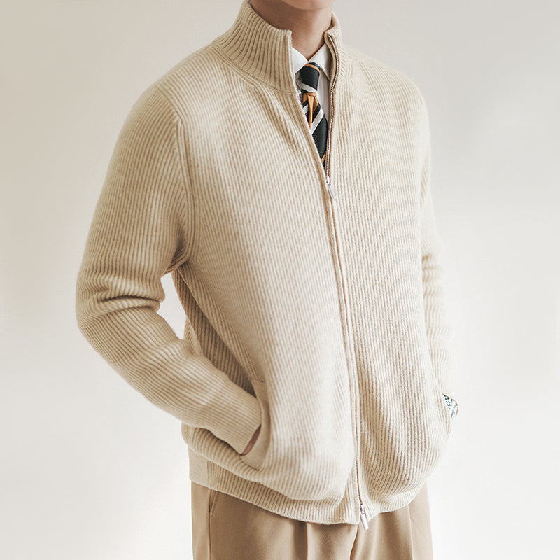 Lucas | Moderner Strickpullover mit durchgehendem Reißverschluss