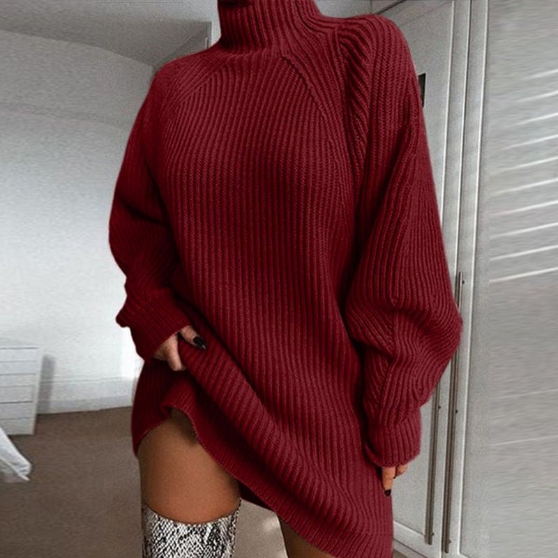 Cozyelle | Strick-Kleid mit hohem Kragen