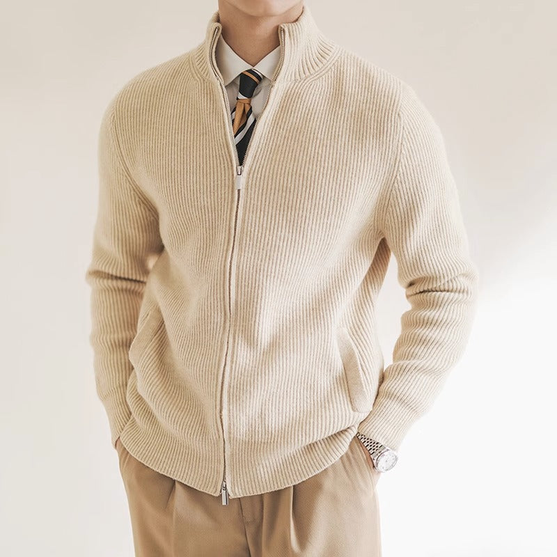Lucas | Moderner Strickpullover mit durchgehendem Reißverschluss