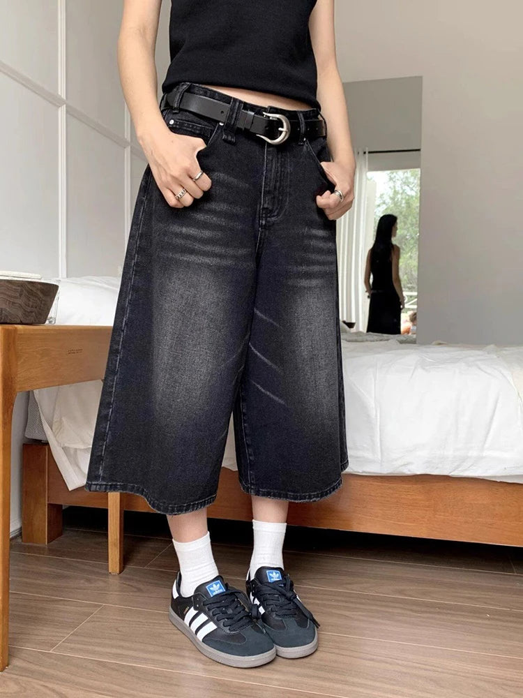 Maya | Trendige und lässige Weite Hose Denim Culotte