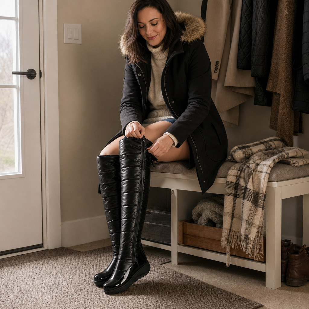 Wearbella | Plush-Lined Over-The-Knee Schnee Boots für warme Beine