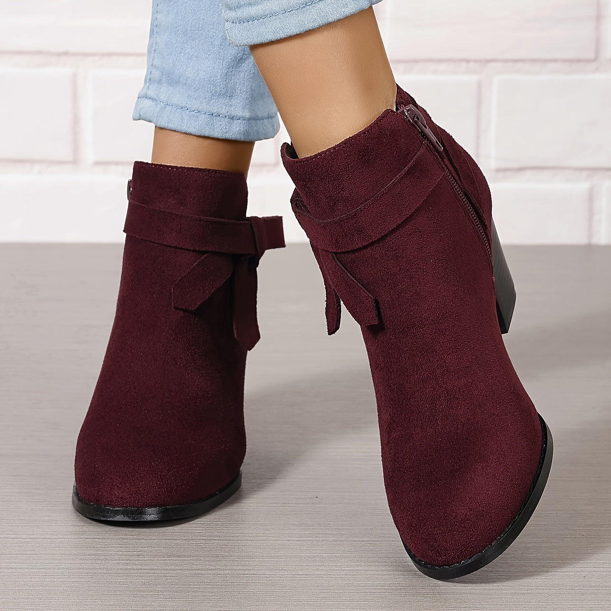 Valerie | Feminine Stiefeletten mit Blockabsatz und Schleifendetail