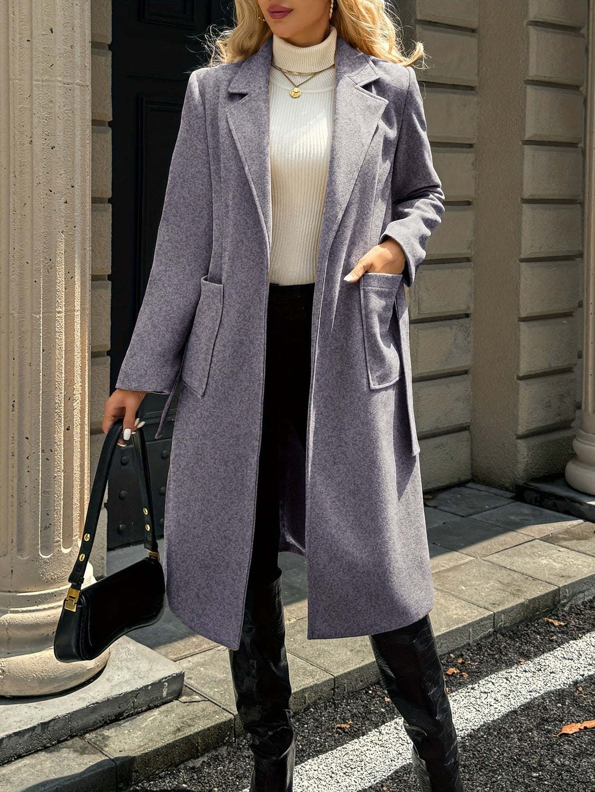 Evangeline | Long Coat – Timeless Belted Style for Women